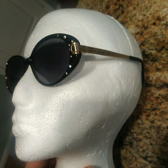Vintage Ted Lapidus Sunglasses mod. TL 218 BM Rhinestone Black Oval Gold Jewel main image 12
